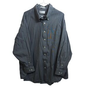 Vintage Barrington Mens Big & Tall 18.5 Charcoal Grey Cotton Button Down Shirt